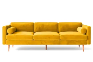 Salerno 4 Seater Sofa Yellow Velvet