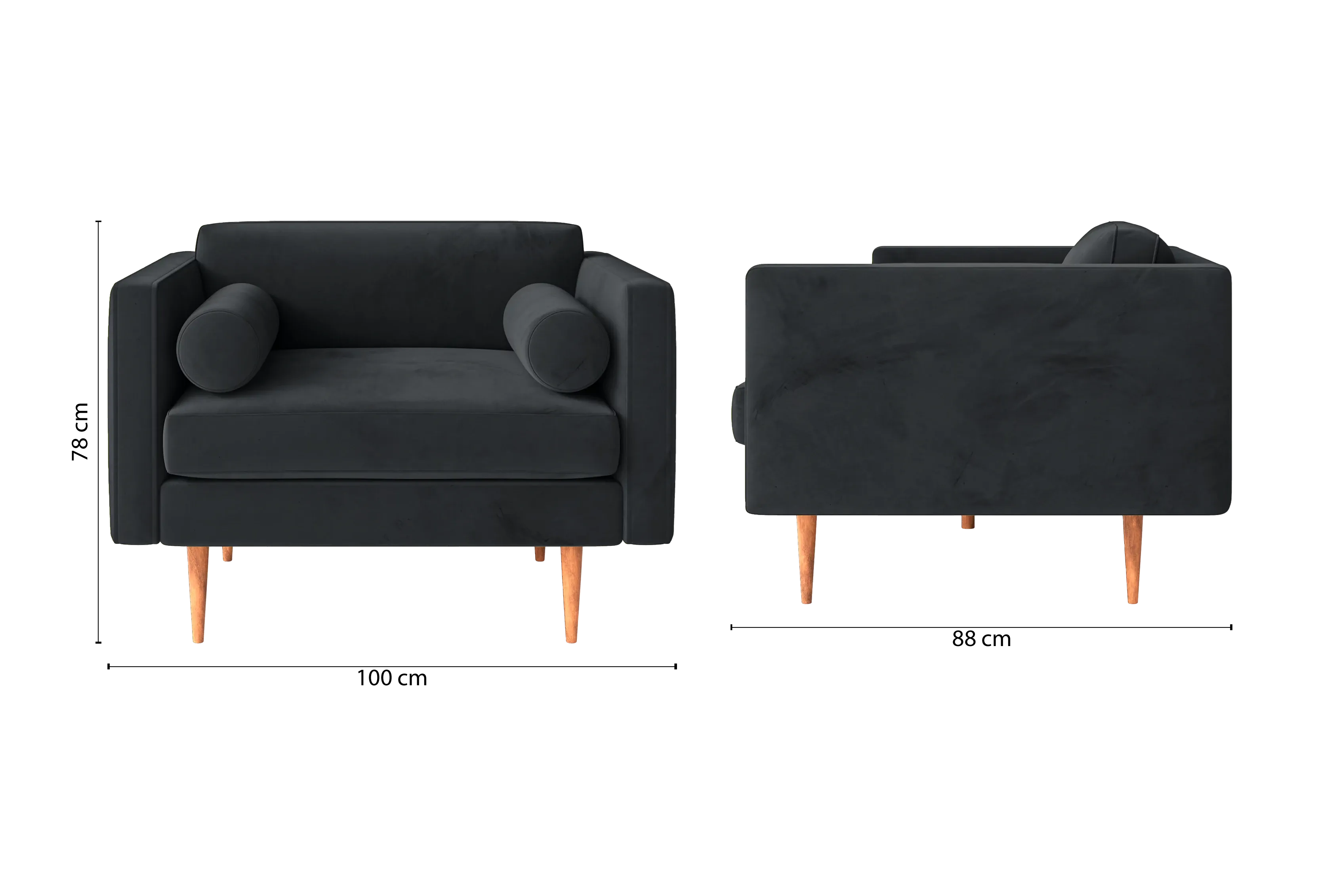 Salerno Armchair Dark Grey Velvet