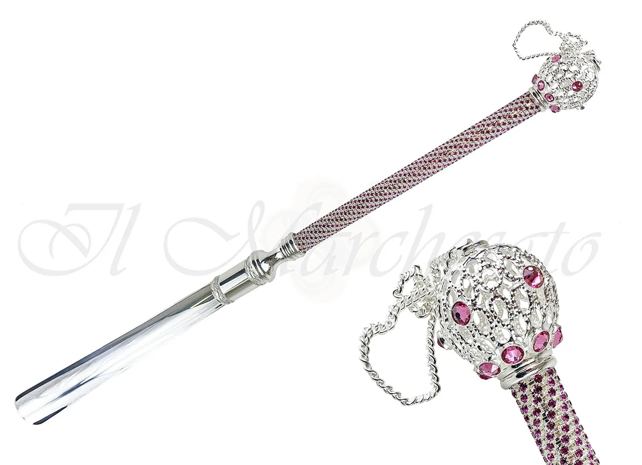 Silver-Plated Shoehorn - Fuchsia Crystal elements