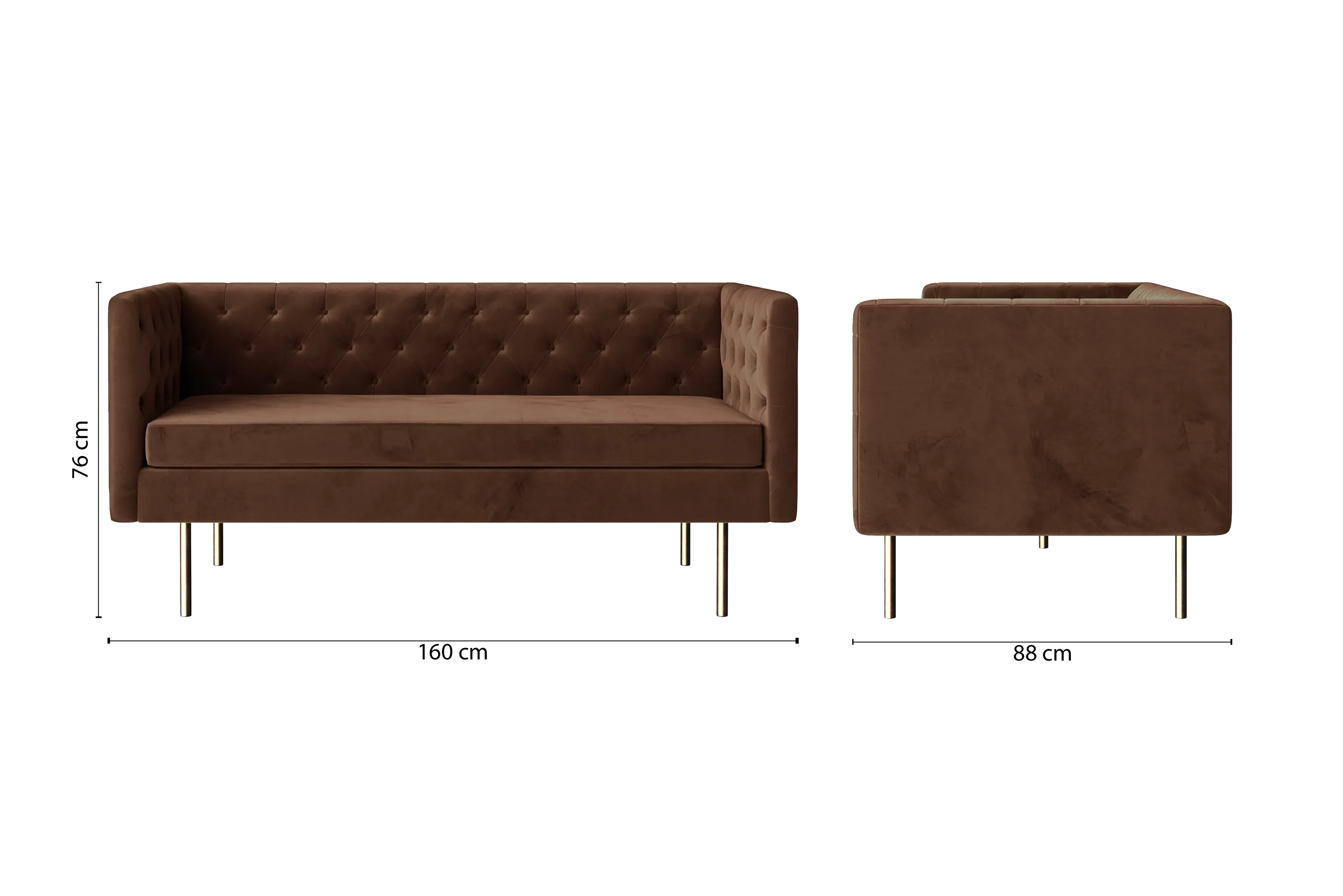 Spezia 2 Seater Sofa Coffee Brown Velvet