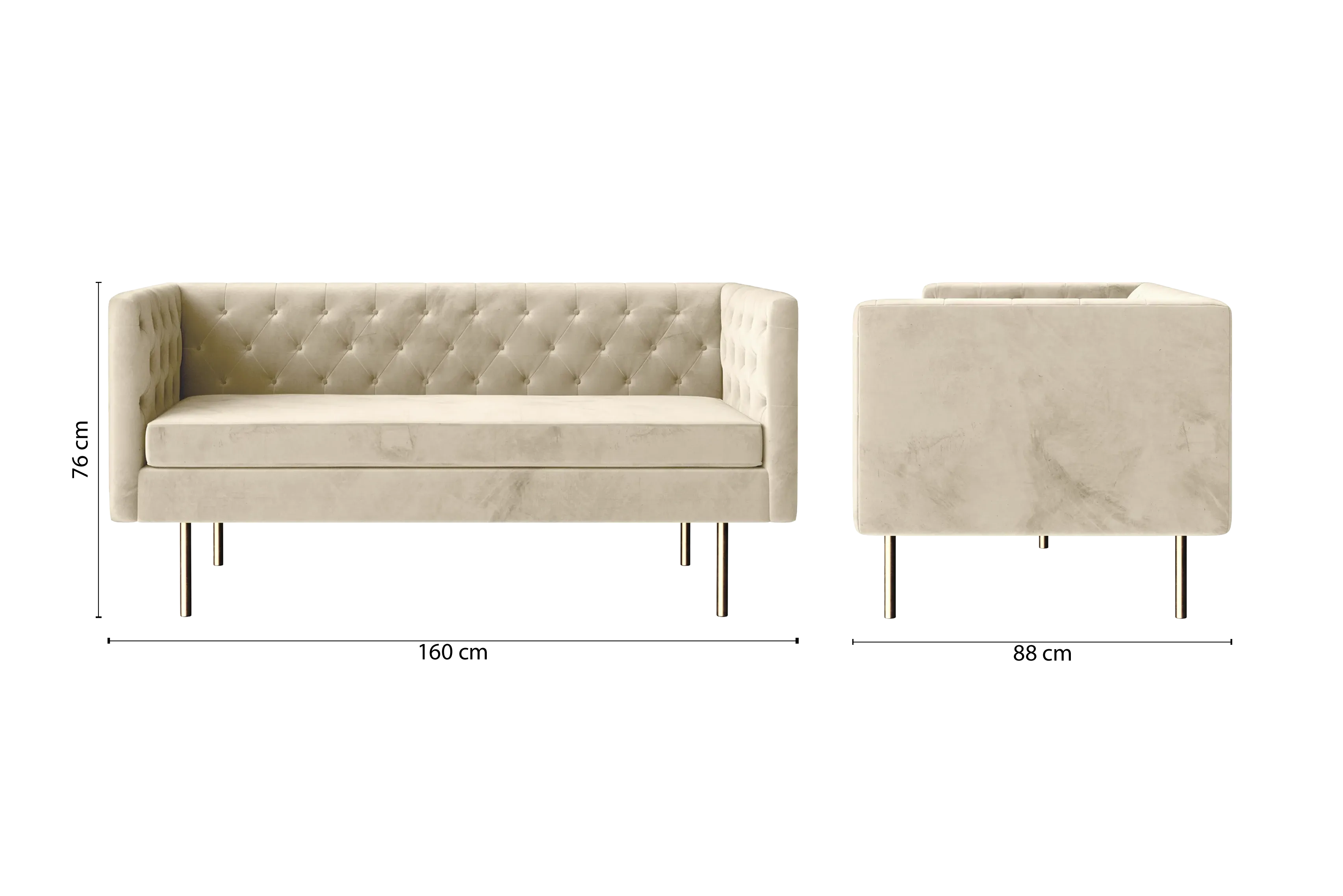 Spezia 2 Seater Sofa Cream Velvet