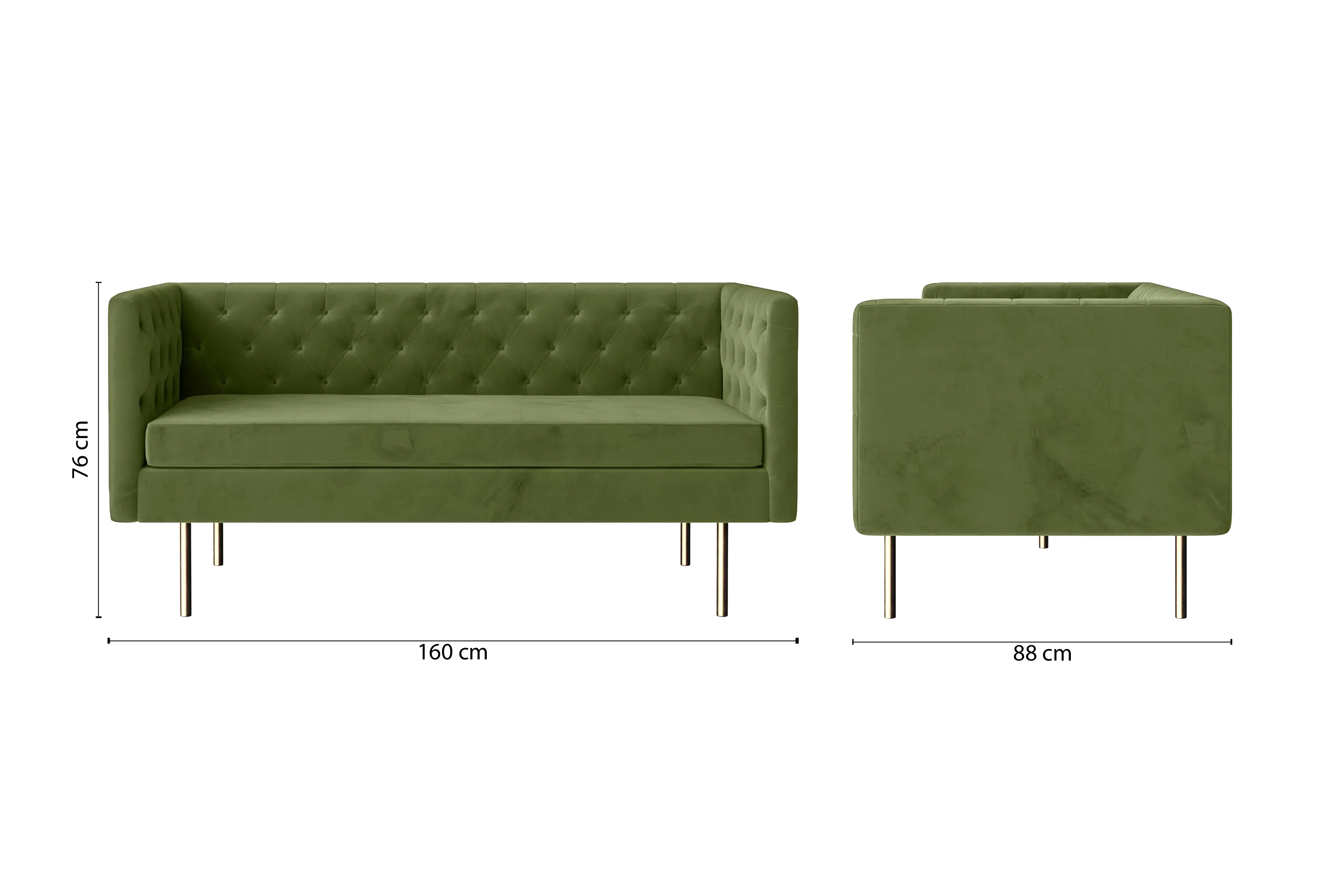 Spezia 2 Seater Sofa Lime Velvet