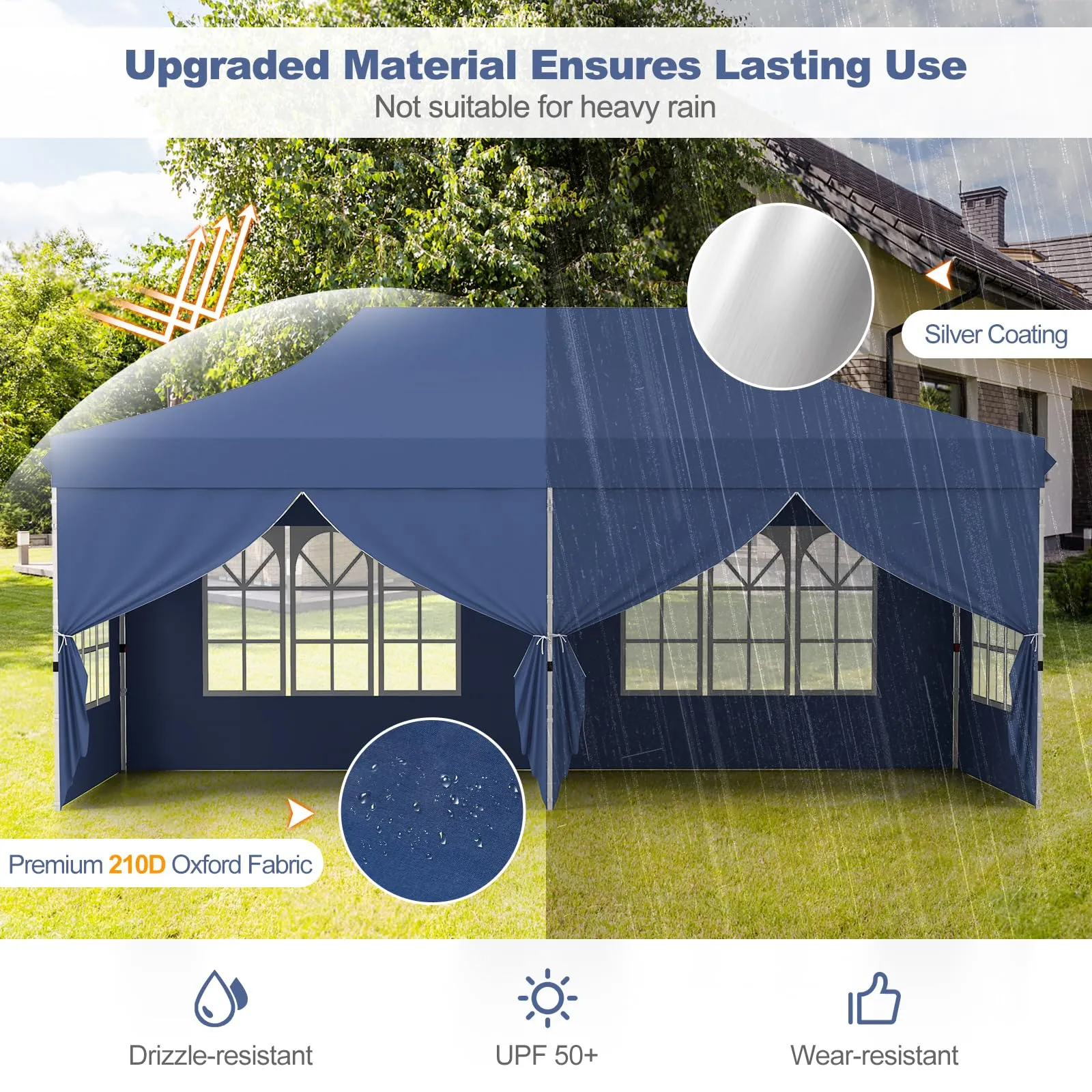 Tangkula 10x20 Ft Pop Up Canopy with 6 Sidewalls, Instant Setup Canopy Tent with 2 Zippered Door, Windows, Carrying Bag