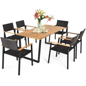 Tangkula 7 Pieces Outdoor Patio Dining Set, Patiojoy Outdoor Conversation Set