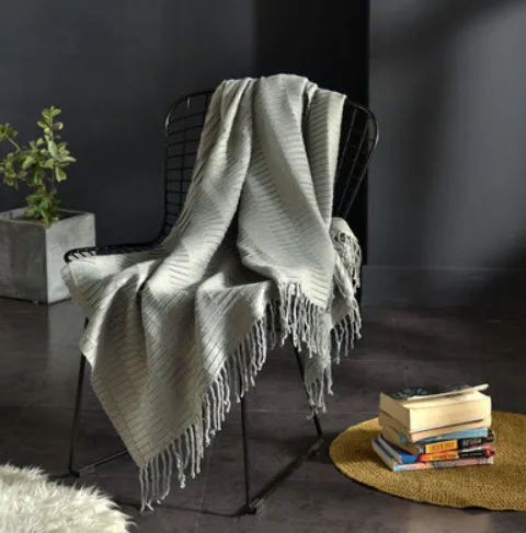 Throw Blanket with Tassels  - Nordic Knitted Blanket Travel Blanket Sofa - Air Condition Blankets Living Room Decor Cozy Warm Gift 130x150cm