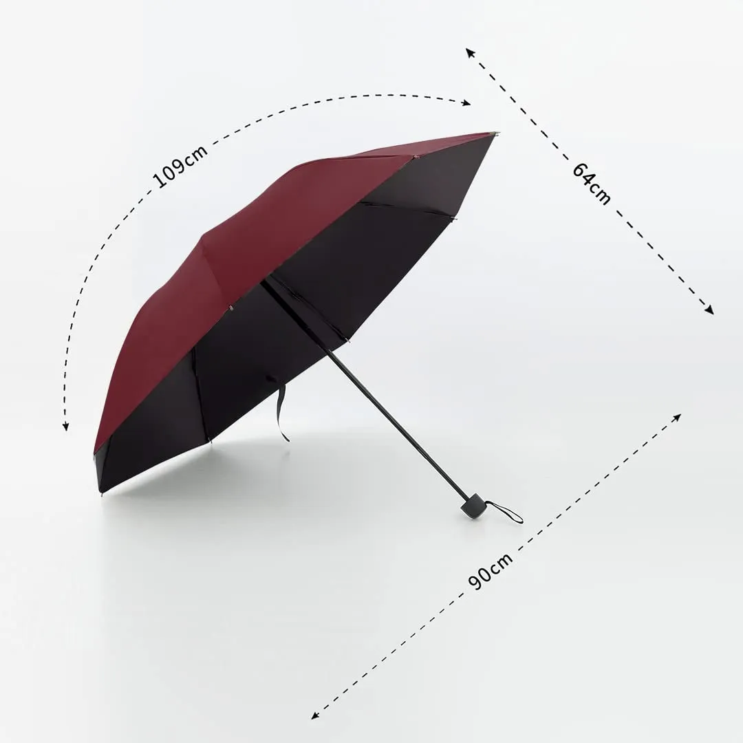 Urbane Home 3 Fold Manual Umbrella | Windproof, Sunproof & Rainproof | With Polyester Canopy, Sturdy Steel Shaft & Wrist Straps | Easy to Hold & Carry | Umbrella for Women, Men & Kids |Red