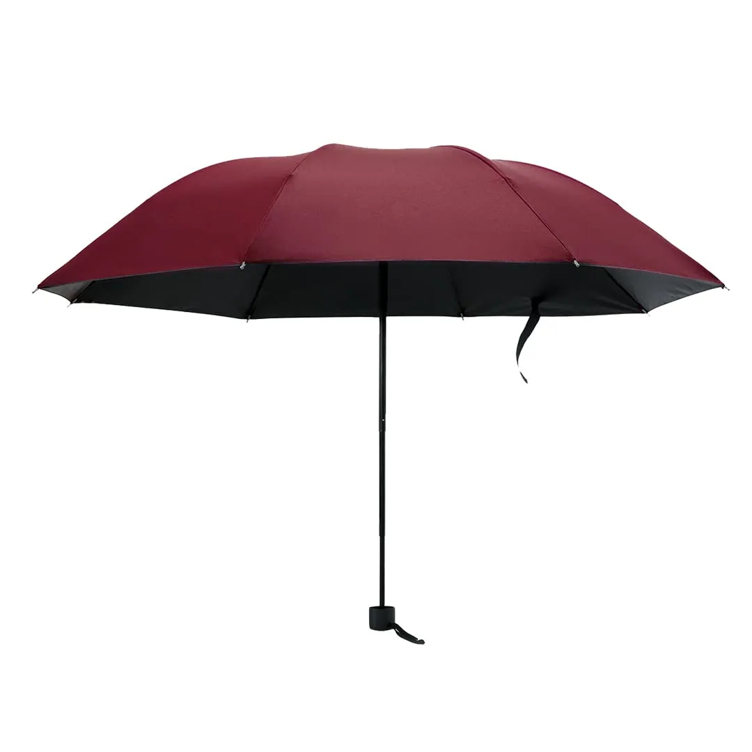 Urbane Home 3 Fold Manual Umbrella | Windproof, Sunproof & Rainproof | With Polyester Canopy, Sturdy Steel Shaft & Wrist Straps | Easy to Hold & Carry | Umbrella for Women, Men & Kids |Red