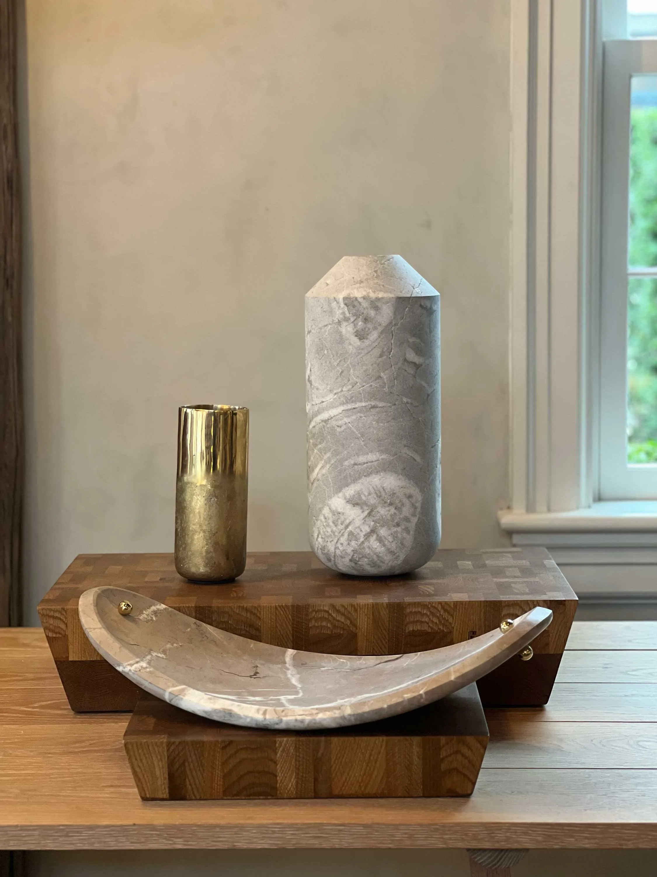 Vasque High Vase In Mondragone Marble by Michael Verheyden