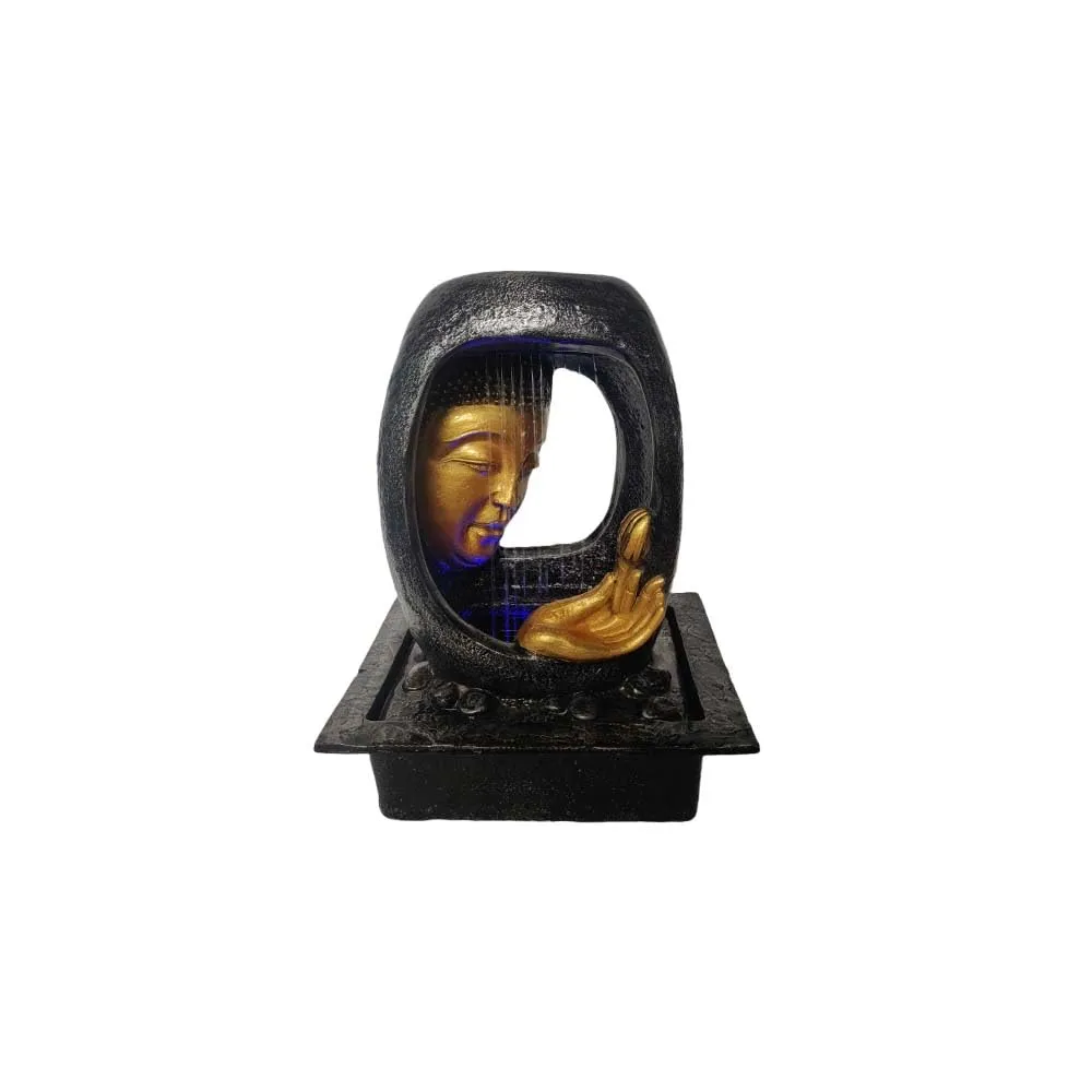 Waahkart Home Decor Buddha Face Water Fountain with Multicolor Lights