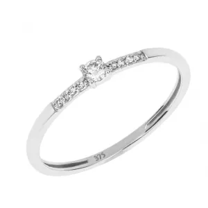 White Gold Plain Ring with Enclosed Round Diamonds Paths GR611