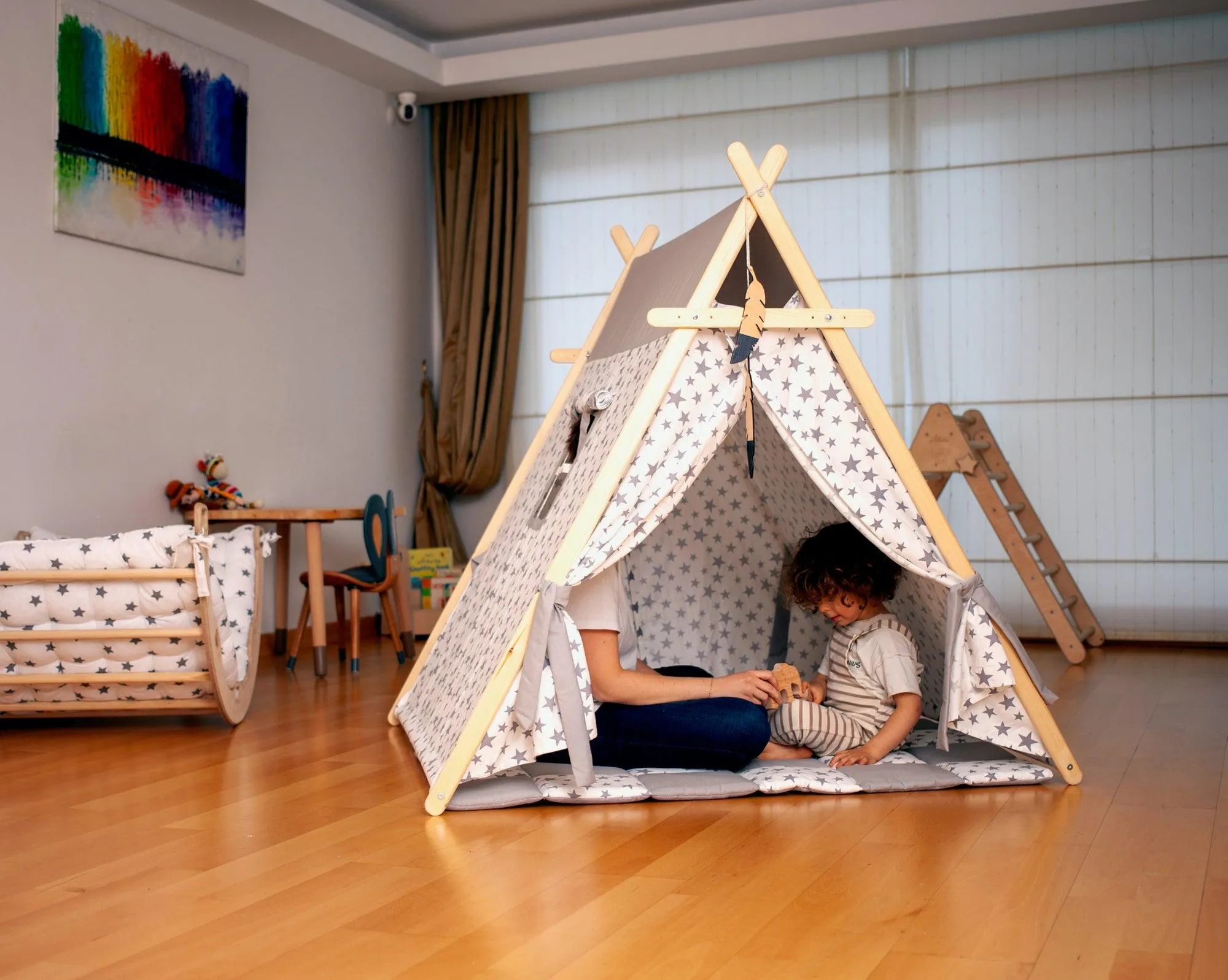 White Stars Play Tent and Play Mat