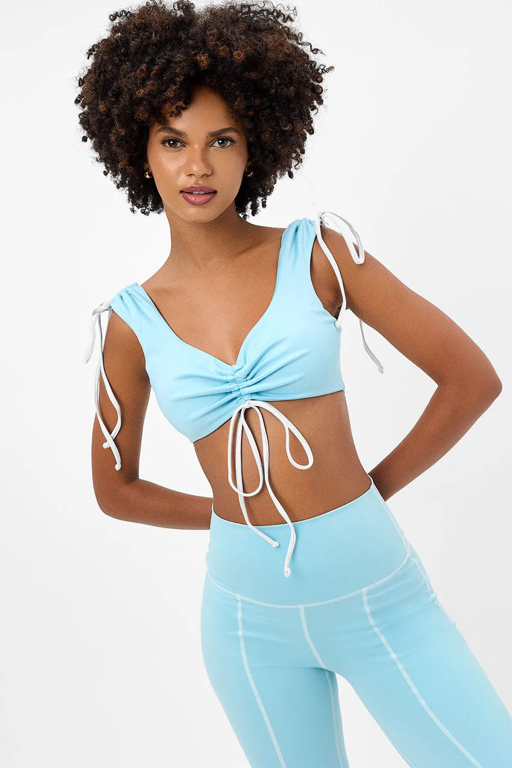 Windy Ruched Crop Top - Baby Blue