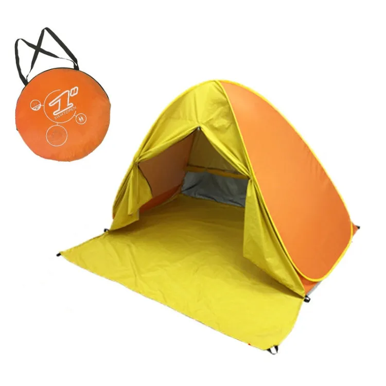 With Curtain Automatic Instant Pop Up Tent Potable Beach Tent, Size: 150x165x110cm(Orange with Yellow)