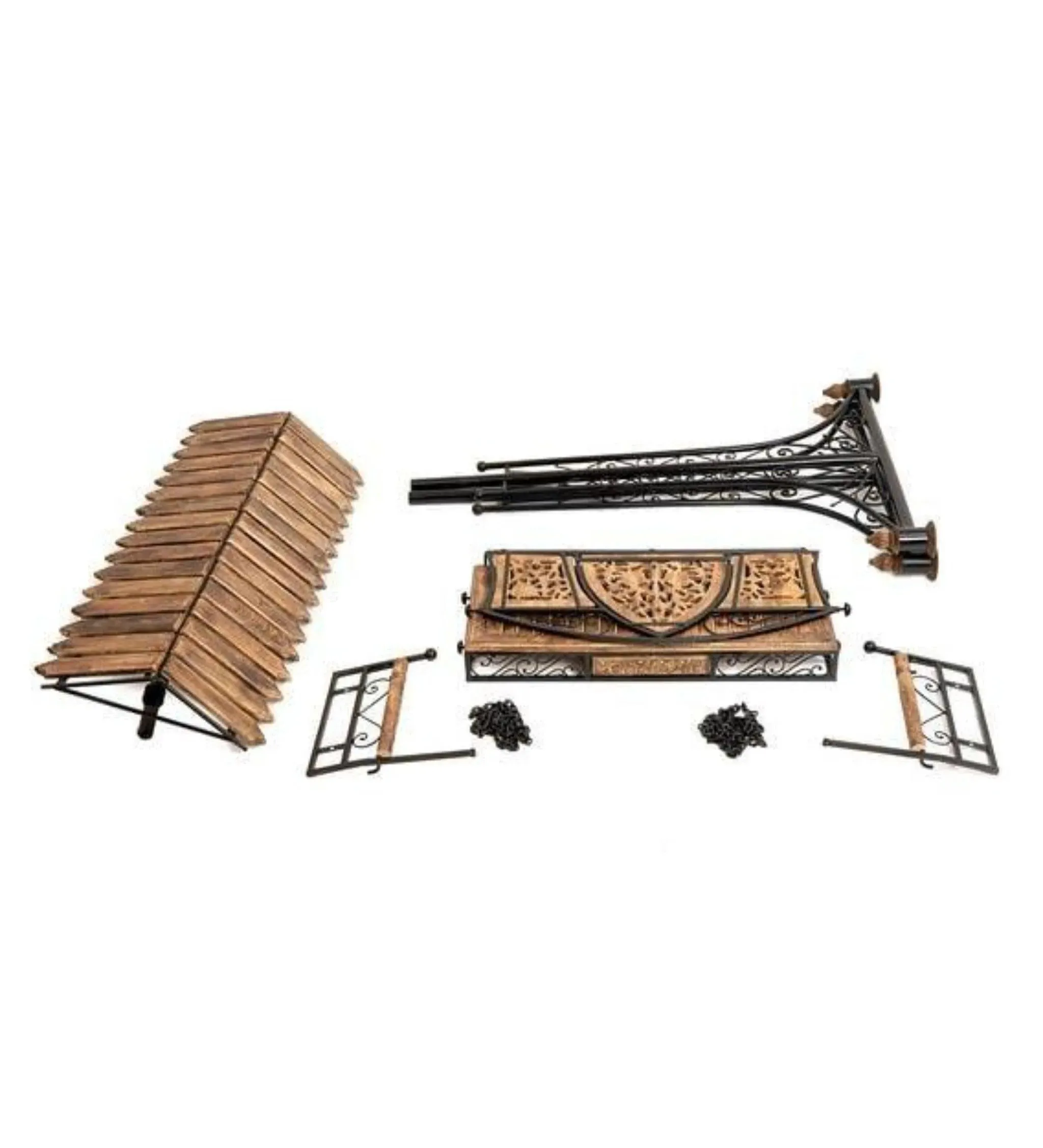 Wooden Twist Solid Wood & Iron Garden Swing 3 Seater Balcony Hammock Jhula Cradle